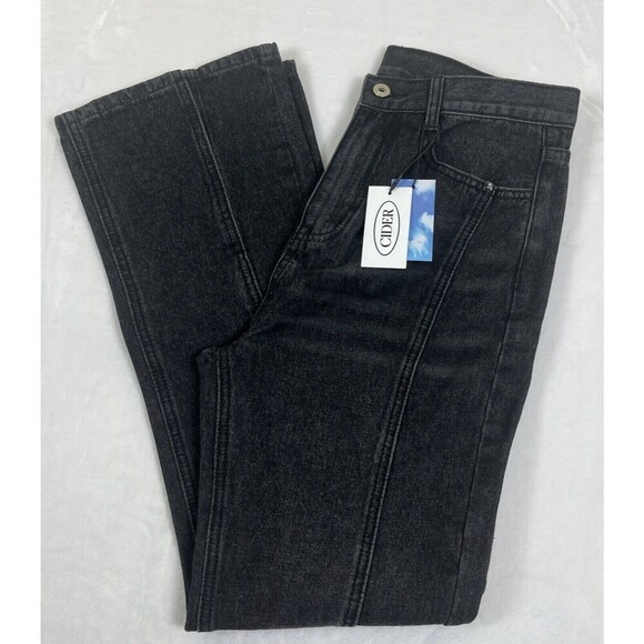 CIDER Women's Jeans Slit Leg Black Size Medium NWT - Picture 1 of 10